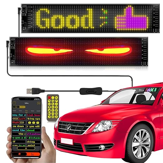 2.8 * 6.8 in Devil Eyes Light for Cars, Colorful Eye Lamp Soft Screen for Car Windows, Large Programmable Flexible LED Screen, DIY Car Dynamic LED Smart Colorful Eye Lamp Soft Screen
