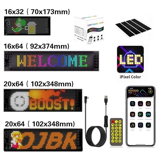 2.8 * 6.8 in Devil Eyes Light for Cars, Colorful Eye Lamp Soft Screen for Car Windows, Large Programmable Flexible LED Screen, DIY Car Dynamic LED Smart Colorful Eye Lamp Soft Screen
