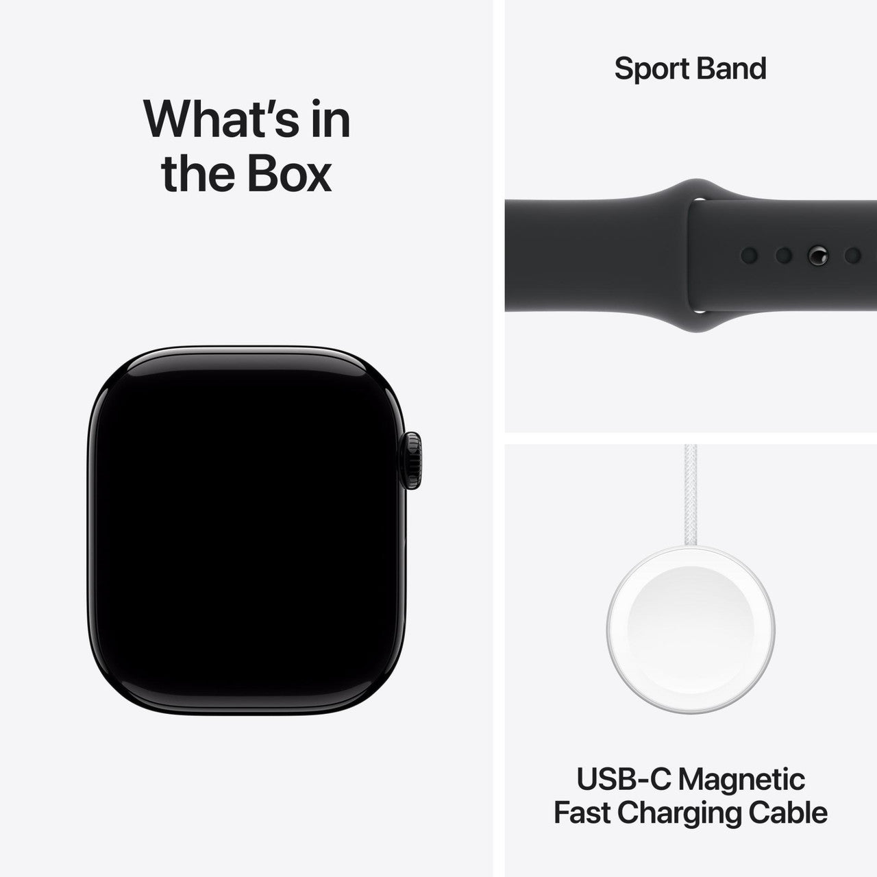 Apple Watch Series 10 GPS 46mm Jet Black Aluminium with Black Sport Band (Jet Black Strap, Medium)