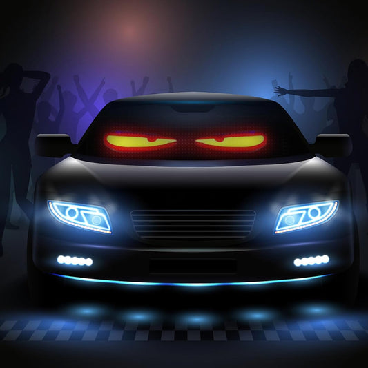 2.8 * 6.8 in Devil Eyes Light for Cars, Colorful Eye Lamp Soft Screen for Car Windows, Large Programmable Flexible LED Screen, DIY Car Dynamic LED Smart Colorful Eye Lamp Soft Screen