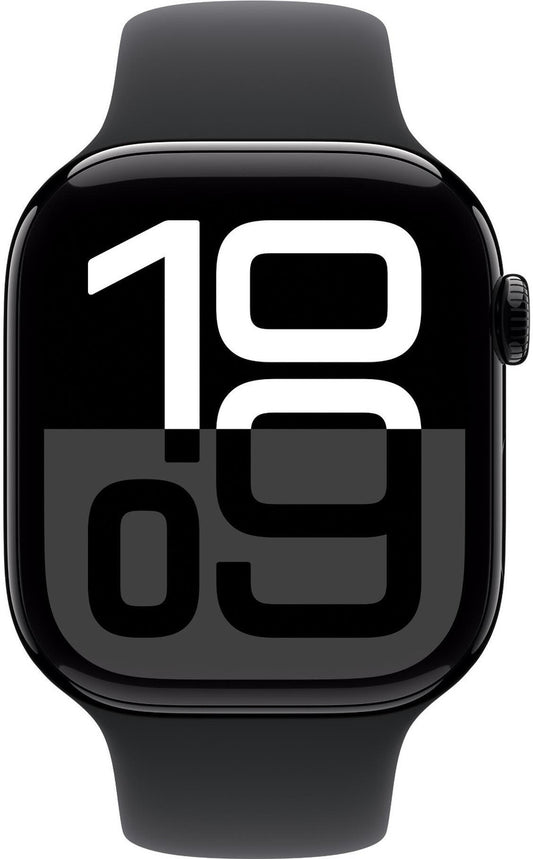 Apple Watch Series 10 GPS 46mm Jet Black Aluminium with Black Sport Band  (Jet Black Strap, Medium)