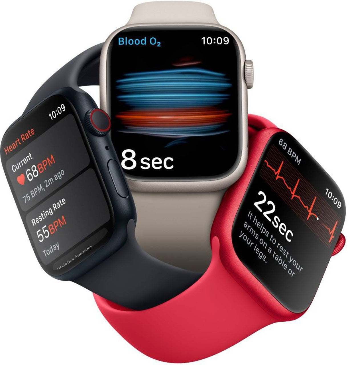 Apple Watch Series 8, 41mm GPS + Cellular ECG app, Temperature sensor, Crash Detection  (Starlight Sport Strap, Regular)